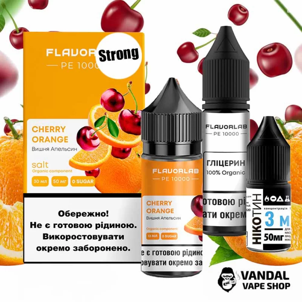 Набор для самозамеса Flavorlab PE 10000 Strong 30 мл 50 мг со вкусом вишни и апельсина