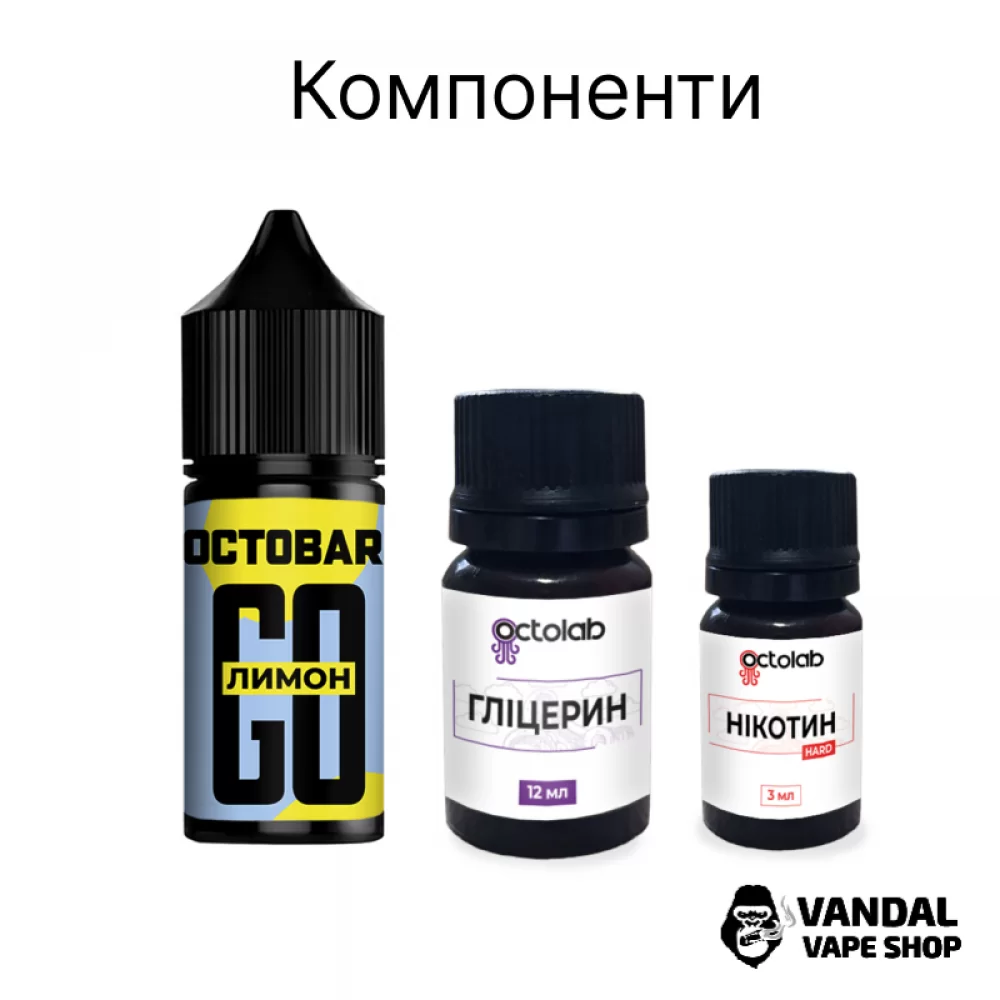 Набор для самозамеса Octobar Go 30 мл 50 мг Hard со вкусом зеленого яблока Набор для самозамеса Octobar Go 30 мл 50 мг Hard со вкусом зеленого яблока