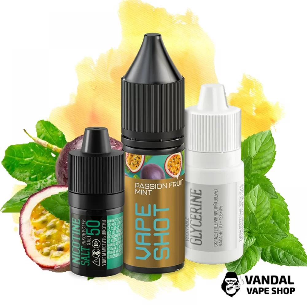 Набор для самозамеса Vape Shot 15 мл 25 мг со вкусом маракуи и мяты