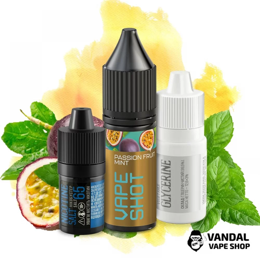 Набор для самозамеса Vape Shot 15 мл 65 мг со вкусом маракуи и мяты
