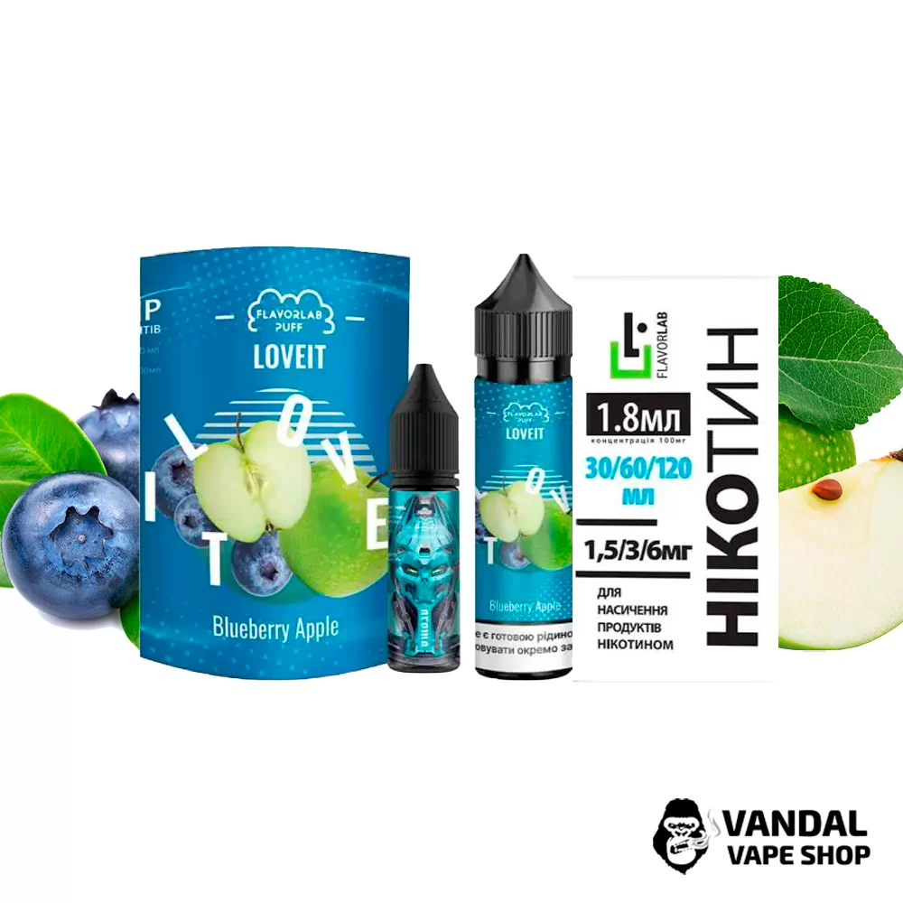 Набір Flavorlab Love it 60 мл 3 мг зі смаком чорниці з яблуком, ментолу