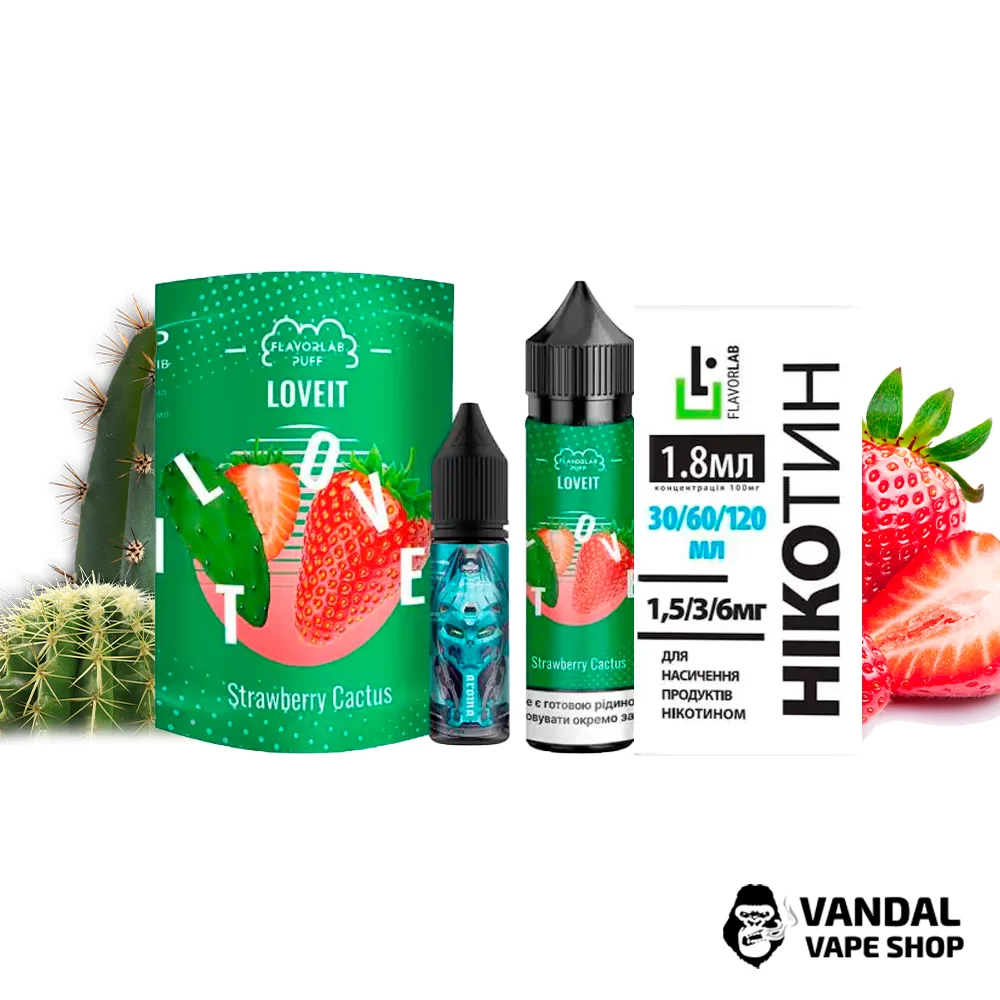 Набір Flavorlab Love it 60 мл 3 мг зі смаком кактуса і соковитої полуниці, ментолу