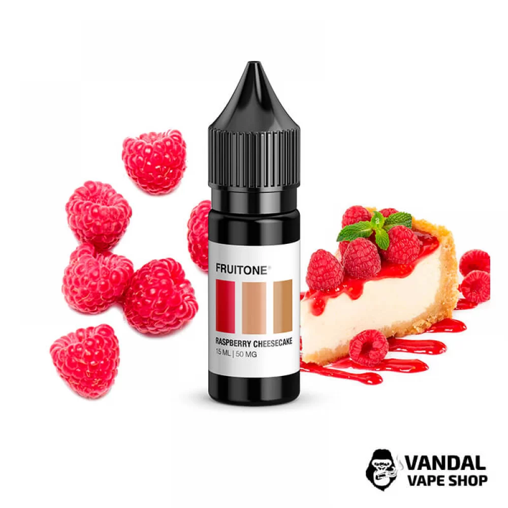 ЖИДКОСТЬ  Fruitone 15мл НА СОЛЕВОМ НИКОТИНЕ 50 мг со вкусом малинового чизкейка