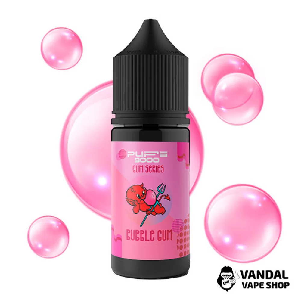 Жидкость PUFS 9000 30 мл на солевом никотине 10 мг со вкусом жвачки Bubble Gum Жидкость PUFS 9000 30 мл на солевом никотине 10 мг со вкусом жвачки Bubble Gum