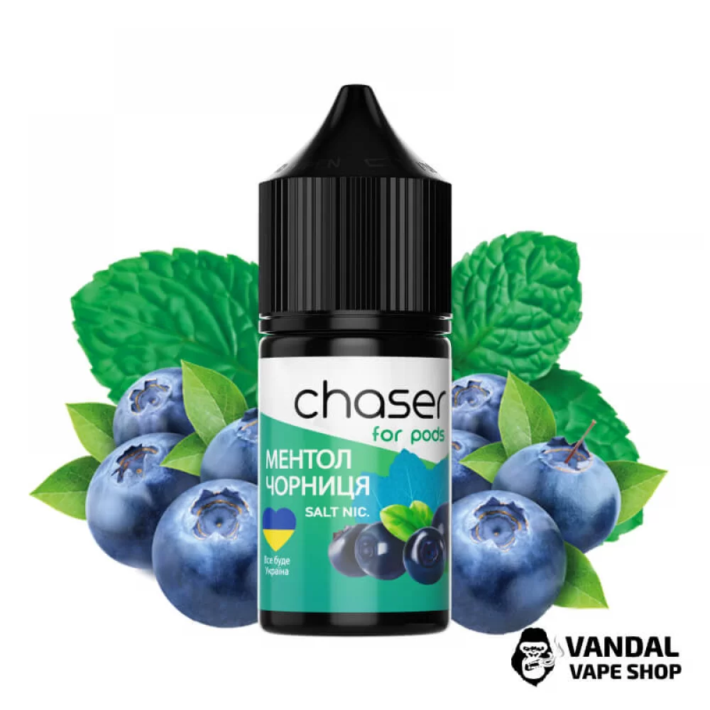 РІДИНА Chaser ForPods 30 мл НА СОЛЬОВОМУ НІКОТИНІ 30 мг зі смаком Чорниці з ментолом РІДИНА Chaser ForPods 30 мл НА СОЛЬОВОМУ НІКОТИНІ 30 мг зі смаком Чорниці з ментолом