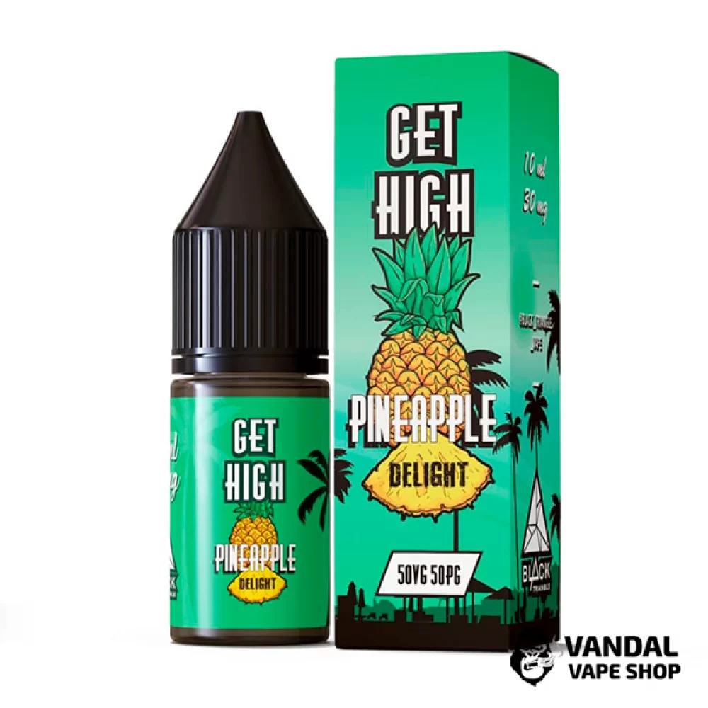 ЖИДКОСТЬ Get High - 10 мл, 50 мг НА СОЛЕВОМ НИКОТИНЕ со вкусом ананаса ЖИДКОСТЬ Get High - 10 мл, 50 мг НА СОЛЕВОМ НИКОТИНЕ со вкусом ананаса