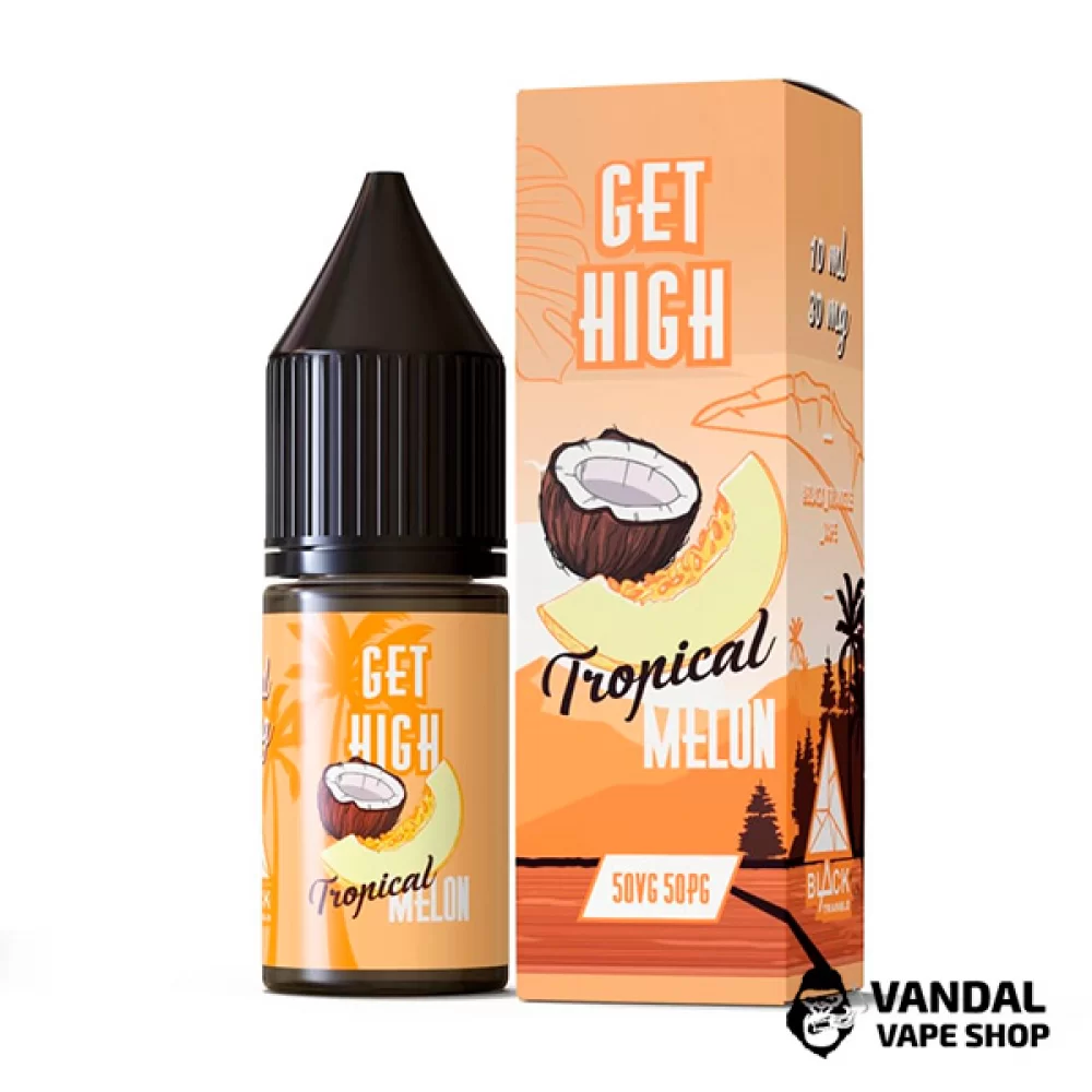 ЖИДКОСТЬ Get High - 10 мл, 50 мг НА СОЛЕВОМ НИКОТИНЕ со вкусом дыни и кокоса ЖИДКОСТЬ Get High - 10 мл, 50 мг НА СОЛЕВОМ НИКОТИНЕ со вкусом дыни и кокоса