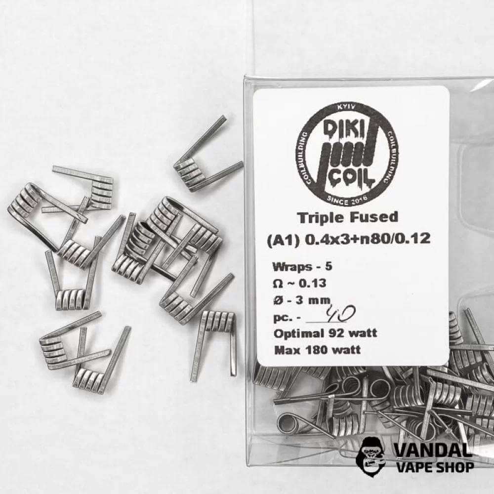 Готовая спираль Triple Staggered 0.13 Ohm (A1) 0.4x3+n80/0.12 Готовая спираль Triple Staggered 0.13 Ohm (A1) 0.4x3+n80/0.12