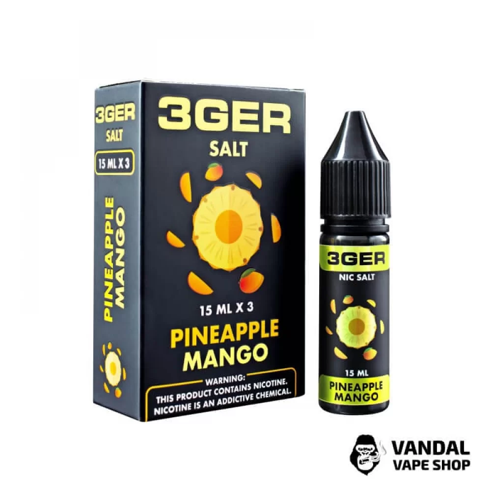 ЖИДКОСТЬ 3Ger Salt - Pineapple Mango 15 мл 50 мг НА СОЛЕВОМ НИКОТИНЕ СО ВКУСОМ манго и ананаса