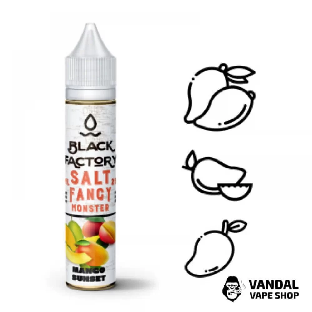 ЖИДКОСТЬ FANCY MONSTER (BLACK FACTORY) SALT - Mango Sunset 30 МЛ 50 мг НА СОЛЕВОМ НИКОТИНЕ СО ВКУСОМ манго ЖИДКОСТЬ FANCY MONSTER (BLACK FACTORY) SALT - Mango Sunset 30 МЛ 50 мг НА СОЛЕВОМ НИКОТИНЕ СО ВКУСОМ манго