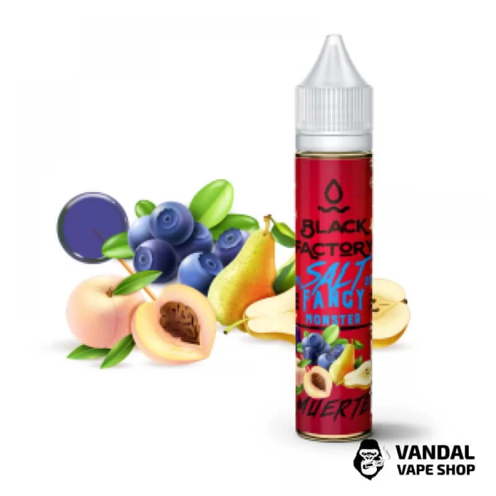 ЖИДКОСТЬ FANCY MONSTER (BLACK FACTORY) SALT - Muerte 30 МЛ 50 мг НА СОЛЕВОМ НИКОТИНЕ СО ВКУСОМ груши черничной конфетти и персика ЖИДКОСТЬ FANCY MONSTER (BLACK FACTORY) SALT - Muerte 30 МЛ 50 мг НА СОЛЕВОМ НИКОТИНЕ СО ВКУСОМ груши черничной конфетти и персика