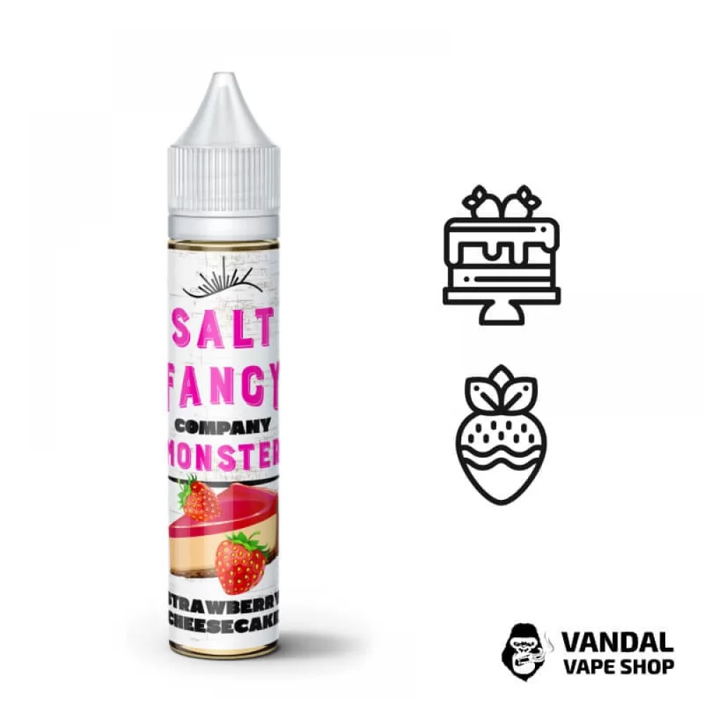 ЖИДКОСТЬ FANCY MONSTER (BLACK FACTORY) SALT - Strawberry Cheesecake 30 МЛ 25 мг НА СОЛЕВОМ НИКОТИНЕ СО ВКУСОМ клубничного чизкейка