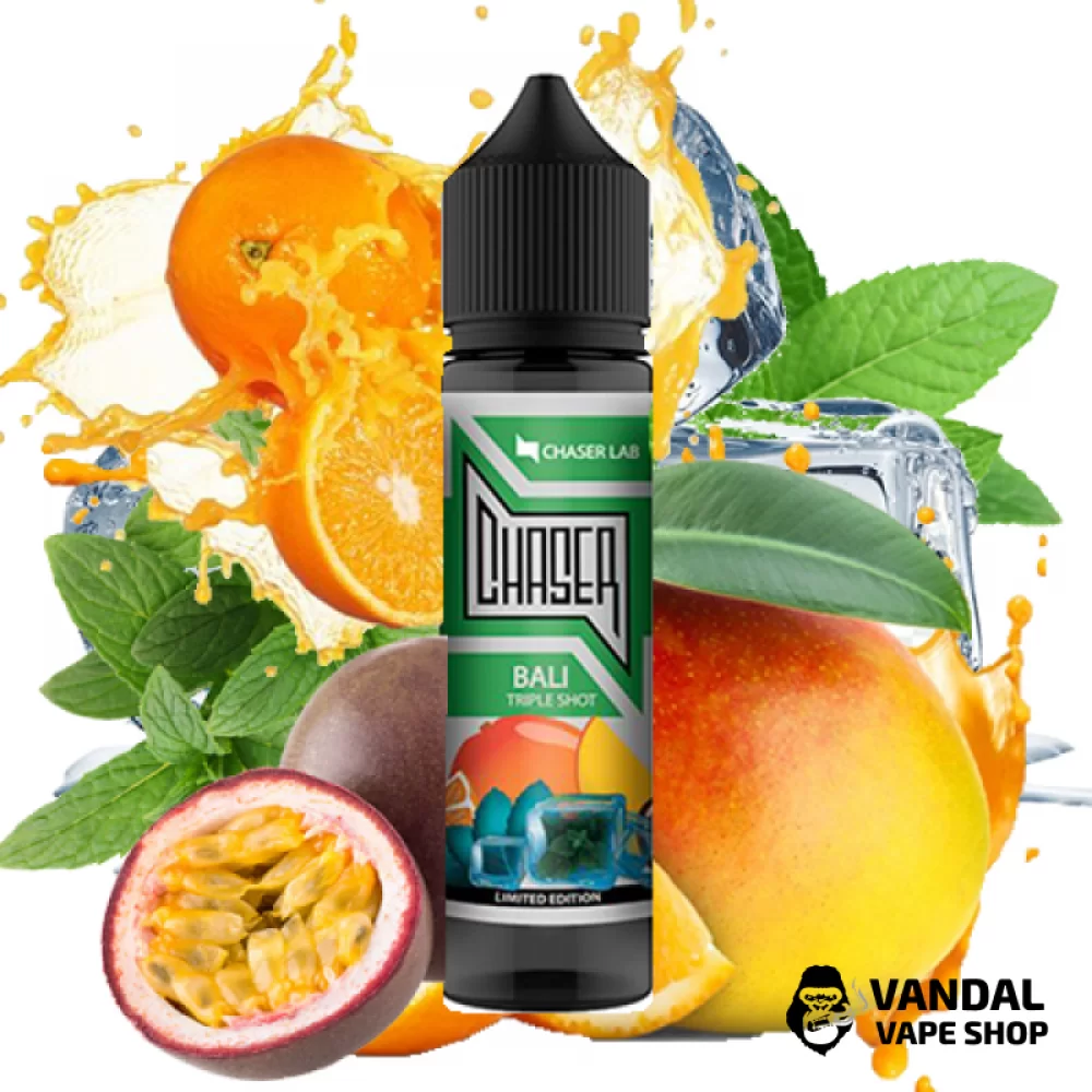 Жидкость Chaser Black Bali Triple Shot 60 мл, 1.5 мг, на органическом никотине, со вкусом Манго, апельсина и маракуйи с холодком Жидкость Chaser Black Bali Triple Shot 60 мл, 1.5 мг, на органическом никотине, со вкусом Манго, апельсина и маракуйи с холодком
