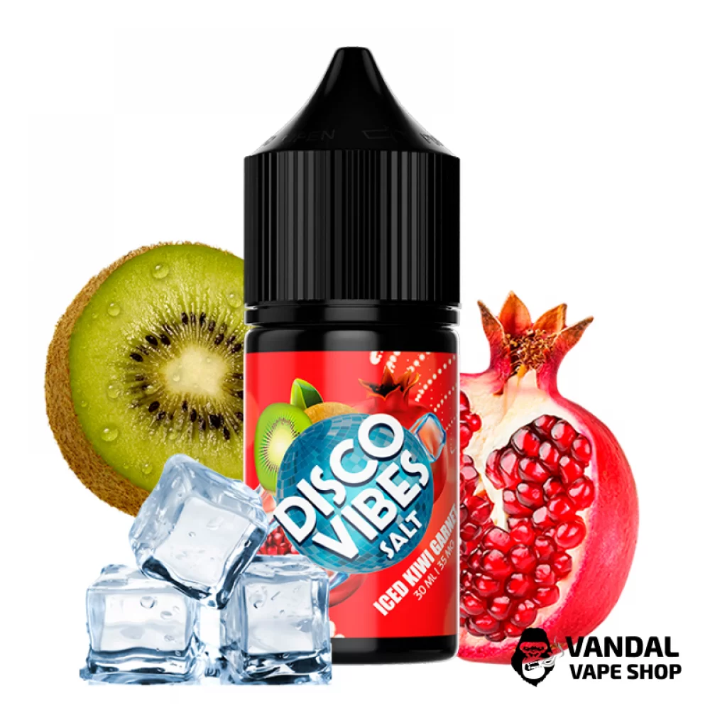 ЖИДКОСТЬ Disco Vibes - Iced Kiwi Garnet 30 мл 35 мг НА СОЛЕВОМ НИКОТИНЕ СО ВКУСОМ киви и граната со льдом