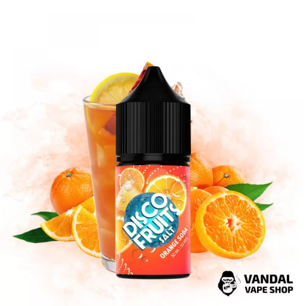 ЖИДКОСТЬ DISCO FRUITS - Orange Soda 30 мл 35 мг НА СОЛЕВОМ НИКОТИНЕ СО ВКУСОМ апельсиновой газировки