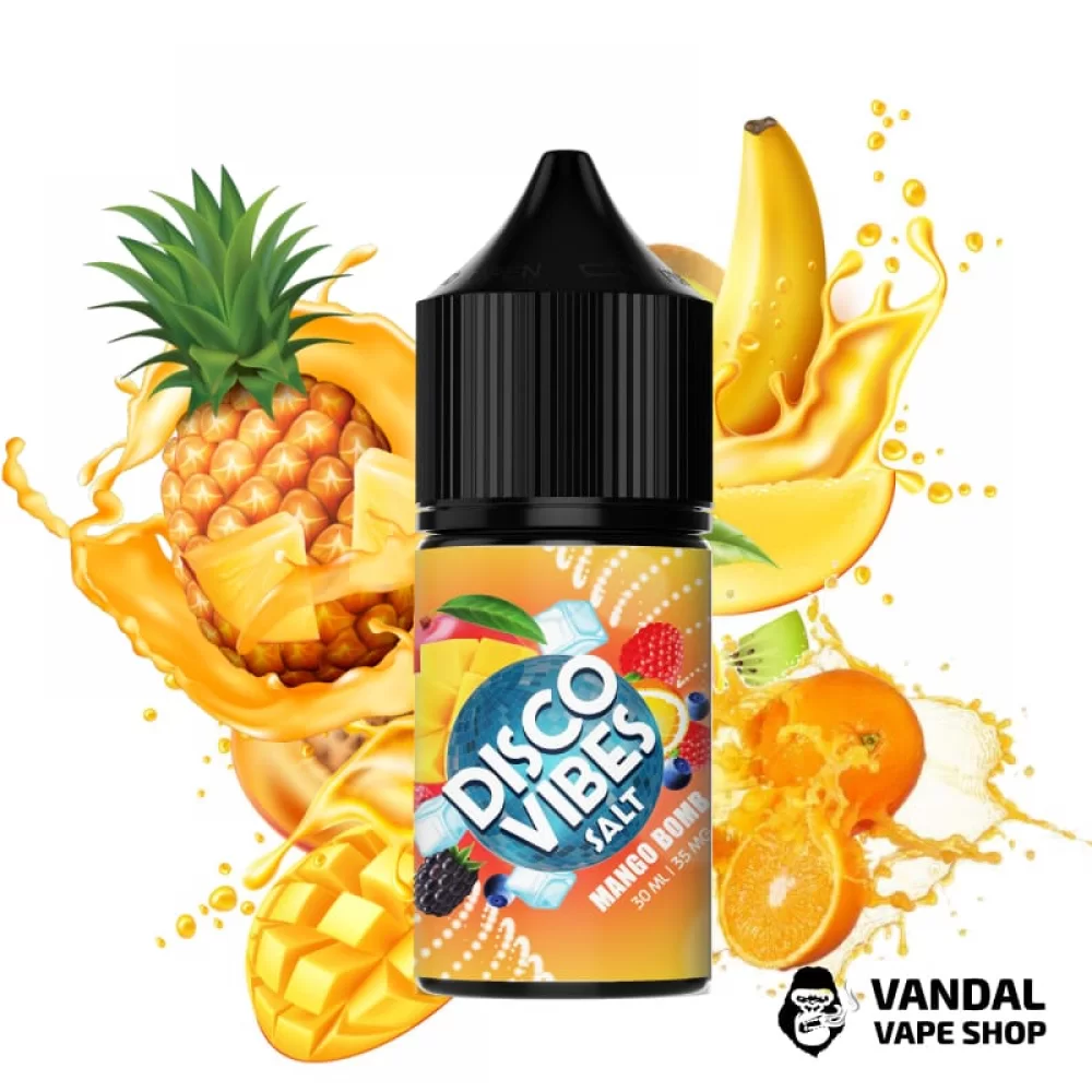 ЖИДКОСТЬ Disco Vibes - Mango Bomb 30 мл 35 мг НА СОЛЕВОМ НИКОТИНЕ СО ВКУСОМ Манго с лёгкой ноткой лесных ягод ЖИДКОСТЬ Disco Vibes - Mango Bomb 30 мл 35 мг НА СОЛЕВОМ НИКОТИНЕ СО ВКУСОМ Манго с лёгкой ноткой лесных ягод