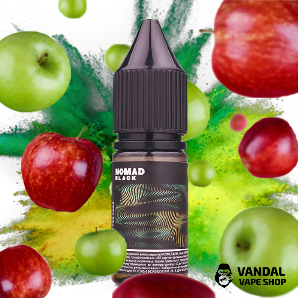 ЖИДКОСТЬ Nomad Black Salt - 10 мл, 30 мг НА СОЛЕВОМ НИКОТИНЕ со вкусом яблока