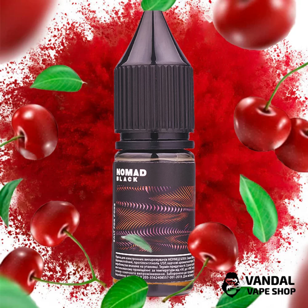 ЖИДКОСТЬ Nomad Black Salt - 10 мл, 30 мг НА СОЛЕВОМ НИКОТИНЕ со вкусом вишни ЖИДКОСТЬ Nomad Black Salt - 10 мл, 30 мг НА СОЛЕВОМ НИКОТИНЕ со вкусом вишни