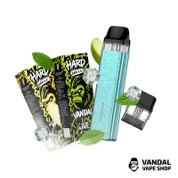 Набор M 2.0: Xros 3 mini Aqua Green + Картридж XROS Mini 1.0 Ом + HARD VANDAL 2.0 10 мл Ice Apple 65 мг + Fresh Mint 10 мл 65 мг + Стикерпак