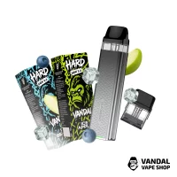Набор M 2.0: Xros 3 mini Icy Silver + Картридж XROS Mini 1.0 Ом + HARD VANDAL 2.0 10 мл Ice Apple 65 мг + Ice Berries 10 мл 65 мг + Стикерпак
