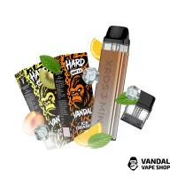 Набор M 2.0: Xros 3 mini Phanton Gold + Картридж XROS Mini 1.0 Ом + HARD VANDAL 2.0 10 мл Fruit Mint 65 мг + Ice Orange 10 мл 65 мг + Стикерпак