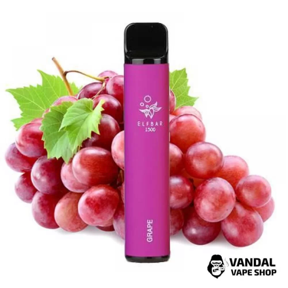 Одноразовий Pod Elf Bar 1500 Disposable Device 850mAh 5% на 1500 затяжок зі смаком винограду Одноразовий Pod Elf Bar 1500 Disposable Device 850mAh 5% на 1500 затяжок зі смаком винограду