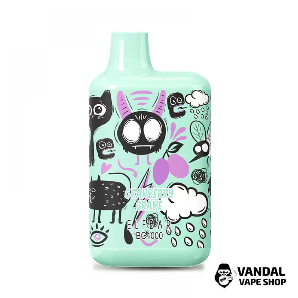 Одноразовый Pod Elf Bar BC4000 LE Disposable Device 650mAh 5% на 4000 затяжек со вкусом клюквы и винограда