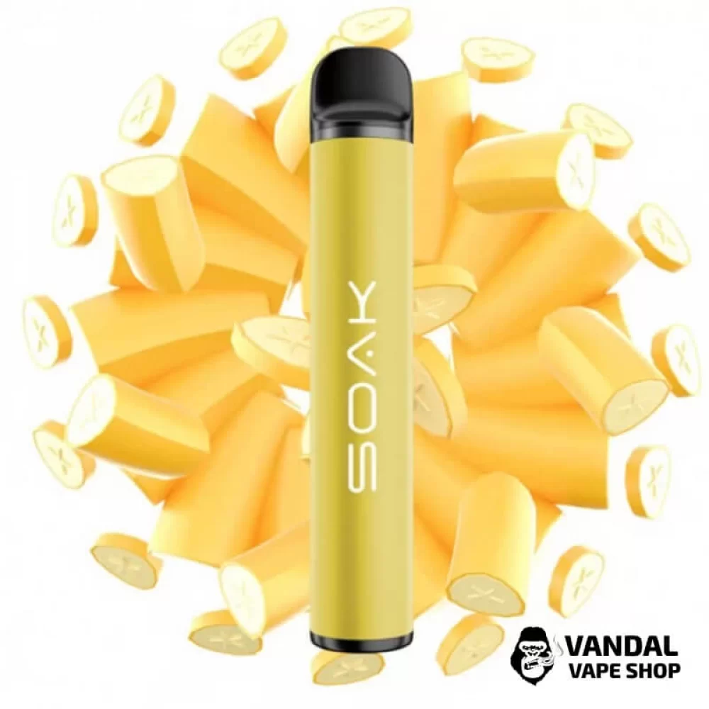 Одноразовая Pod система Soak X 50 мг 850 мАч на 1500 затяжек со вкусом банана с холодком Одноразовая Pod система Soak X 50 мг 850 мАч на 1500 затяжек со вкусом банана с холодком