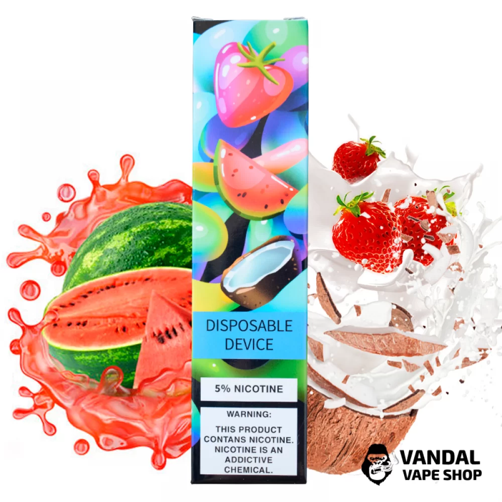 Одноразовая Pod система ZeeZee Disposable Pod Kit 5% 850 mAh на 1500 затяжек со вкусом клубники, арбуза и кокоса Одноразовая Pod система ZeeZee Disposable Pod Kit 5% 850 mAh на 1500 затяжек со вкусом клубники, арбуза и кокоса