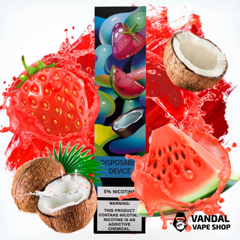 Одноразова Pod система ZeeZee Disposable Pod Kit 5% 400 mAh на 500 затяжок зі смаком полуниці, кавуна та кокосу