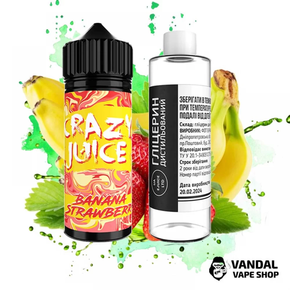 Набор для самозамеса Crazy Juice со вкусом банана и клубники 120 мл 3 мг