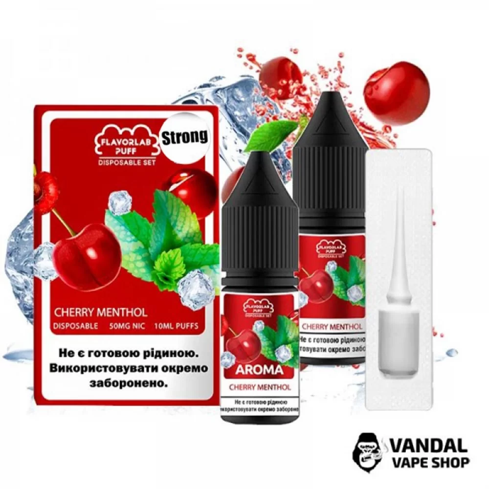 Набор для самозамеса Flavorlab Disposable Puff Strong - со вкусом вишни и ментола 10 мл 50 мг