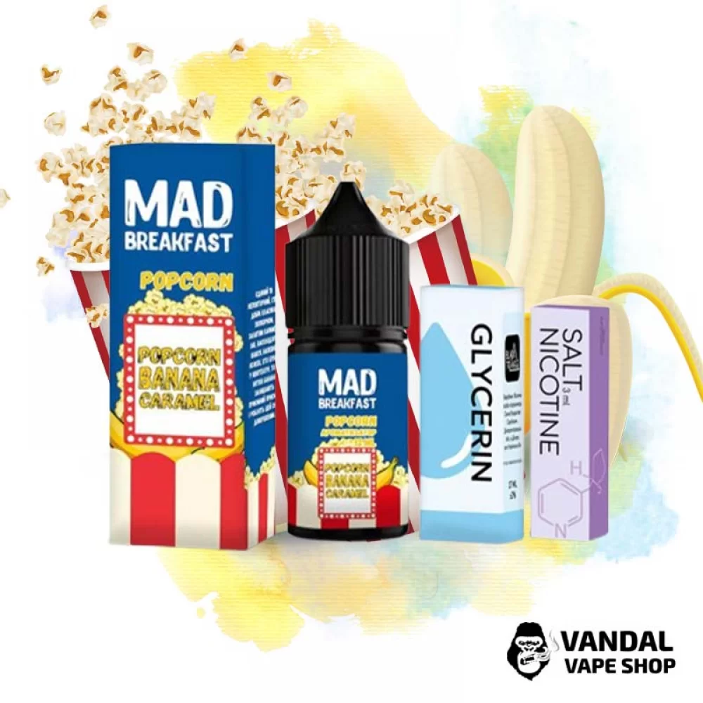 Наборы для самозамеса Mad Breakfast 30 мл 25 мг - со вкусом попкорна с бананом.