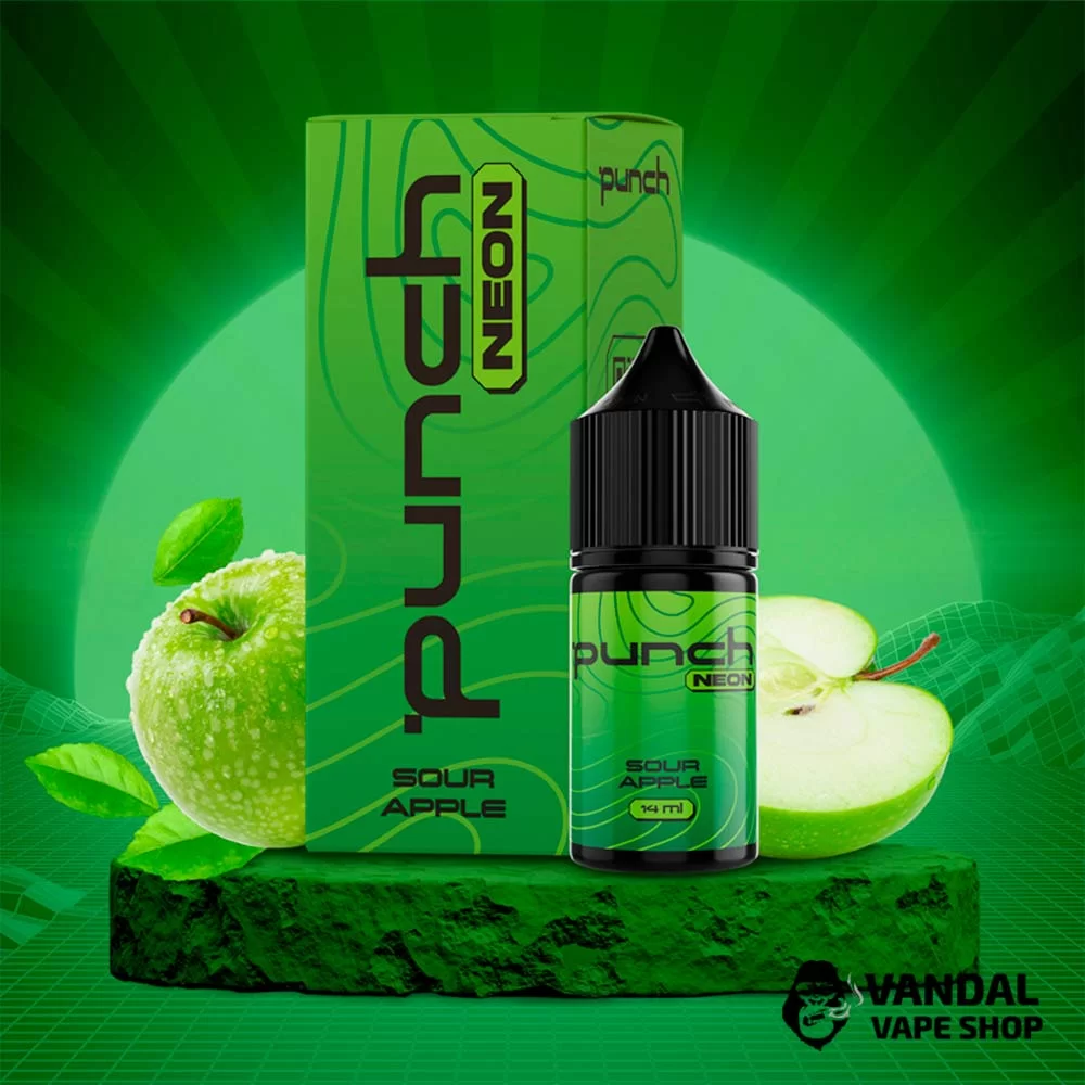 Набор для самозамеса Punch Neon 30 мл 30/50 мг со вкусом кислого яблока Набор для самозамеса Punch Neon 30 мл 30/50 мг со вкусом кислого яблока
