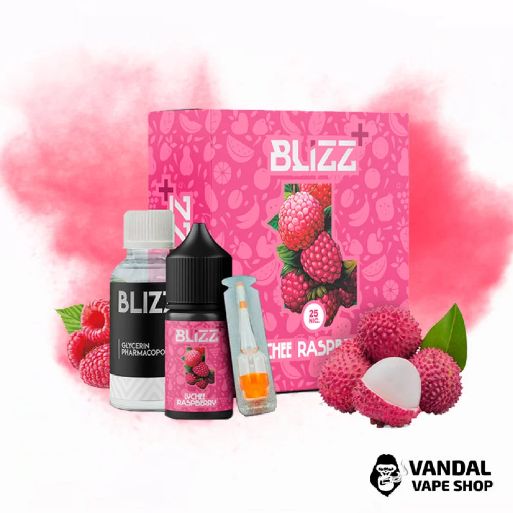 Набор для самозамеса Blizz Plus 30 мл 25 мг со вкусом личи и малины Набор для самозамеса Blizz Plus 30 мл 25 мг со вкусом личи и малины