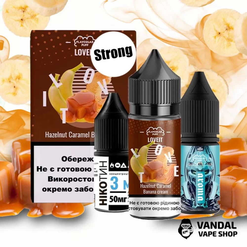 Набор для самозамеса Flavorlab Love it Strong 30 мл 50 мг со вкусом крема из банана, карамели и ореха