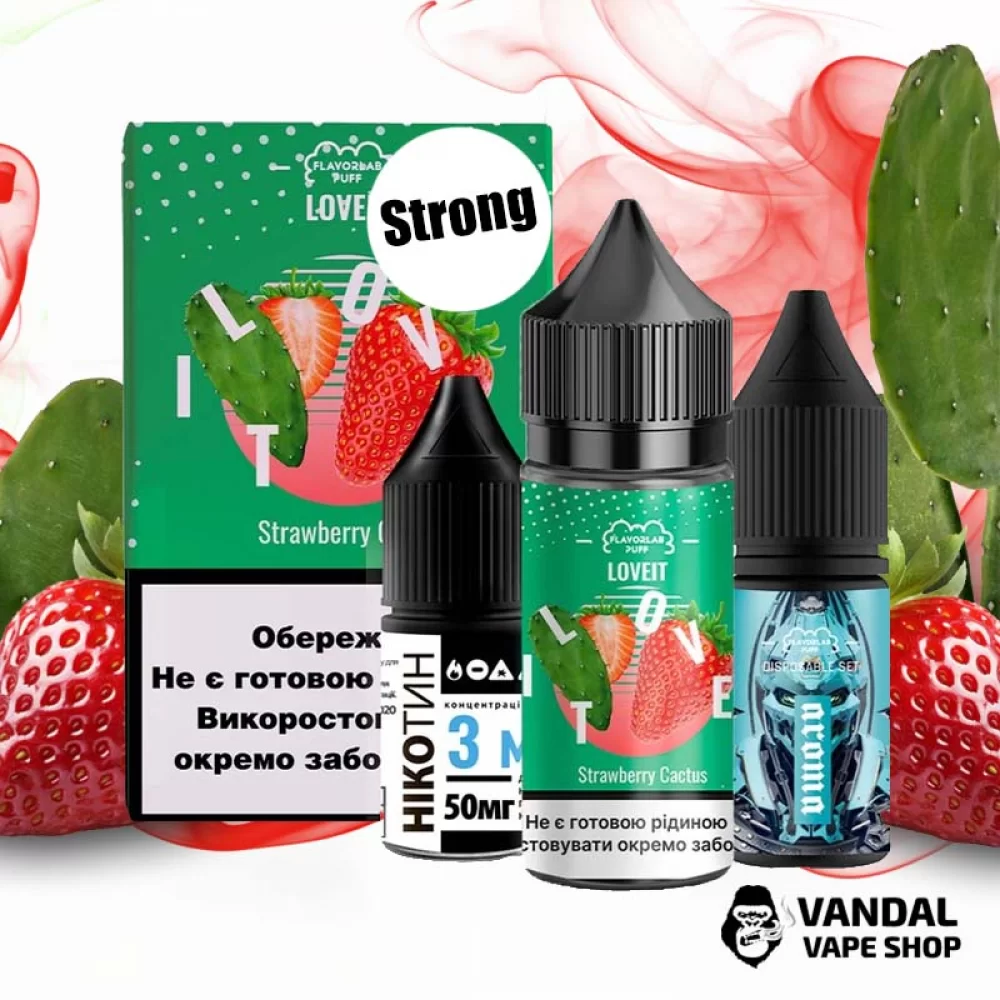 Набір для самозамісу Flavorlab Love it Strong 30 мл 50 мг зі смаком полуниці і кактуса
