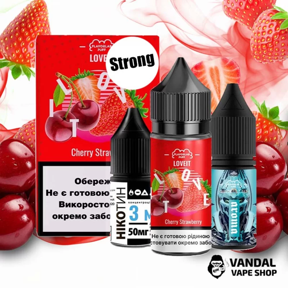Набор для самозамеса Flavorlab Love it Strong 30 мл 50 мг со вкусом вишни и клубники
