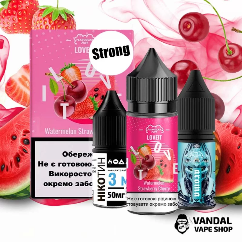 Набір для самозамісу Flavorlab Love it Strong 30 мл 50 мг зі смаком кавуна, полуниці і вишні