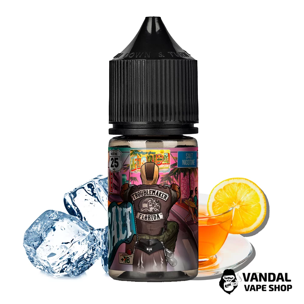 ЖИДКОСТЬ Troublemaker Salt Florida - 30 мл, 25 мг НА СОЛЕВОМ НИКОТИНЕ со вкусом чая с лимоном и льдом