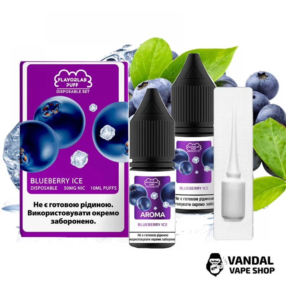 Набір для самозамісу Flavorlab Disposable Puff зі смаком свіжої лохини та льодом 10 мл 50 мг