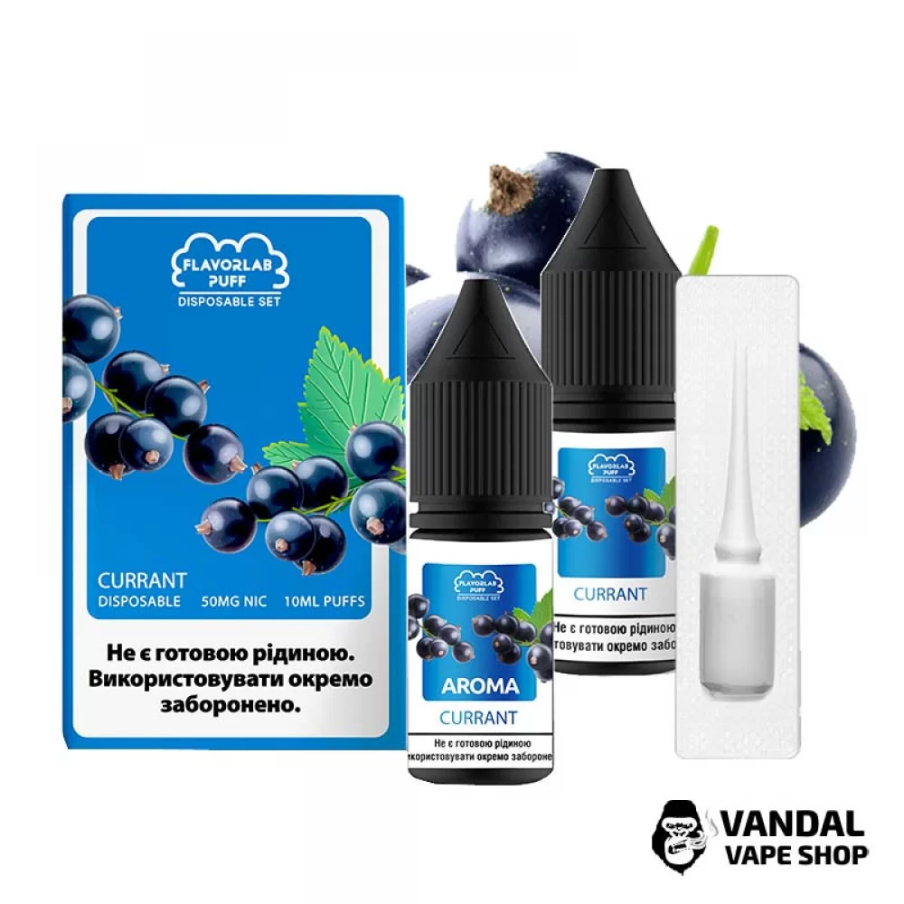 Набор для самозамеса Flavorlab Disposable Puff  со вкусом ягод черной смородины 10 мл 50 мг