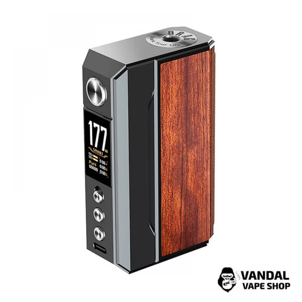 Оригинальный бокс мод VooPoo Drag 4 в сером цвете со вставкой из палисандра