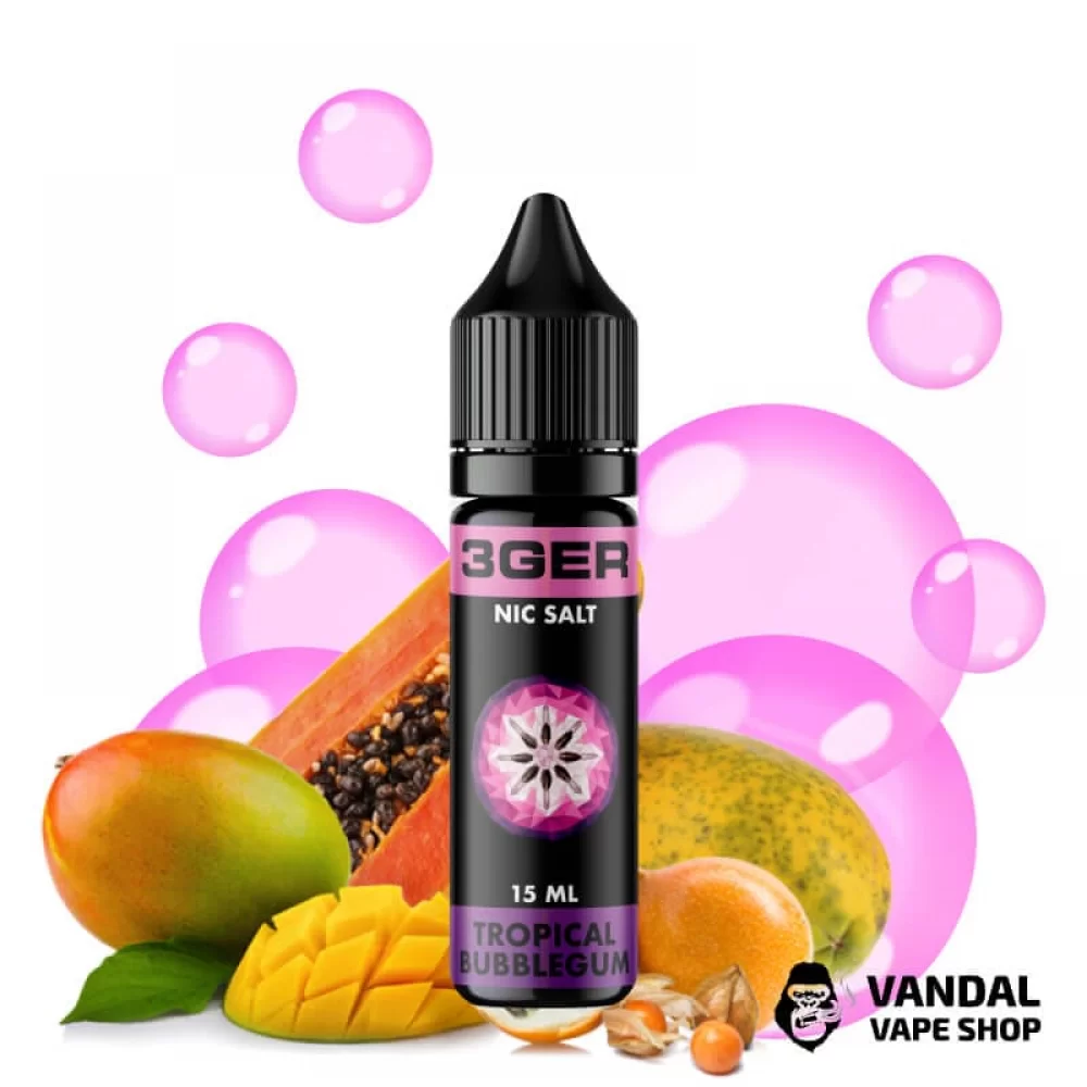 ЖИДКОСТЬ 3Ger Salt - Tropical Bubblegum 15 мл 35 мг НА СОЛЕВОМ НИКОТИНЕ СО ВКУСОМ жвачки с тропическими фруктами