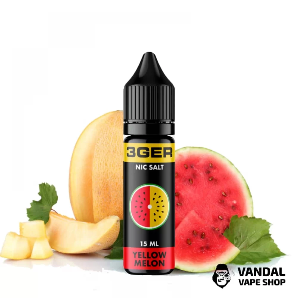 ЖИДКОСТЬ 3Ger Salt - Yellow Melon 15 мл 35 мг НА СОЛЕВОМ НИКОТИНЕ СО ВКУСОМ дыни с арбузом ЖИДКОСТЬ 3Ger Salt - Yellow Melon 15 мл 35 мг НА СОЛЕВОМ НИКОТИНЕ СО ВКУСОМ дыни с арбузом