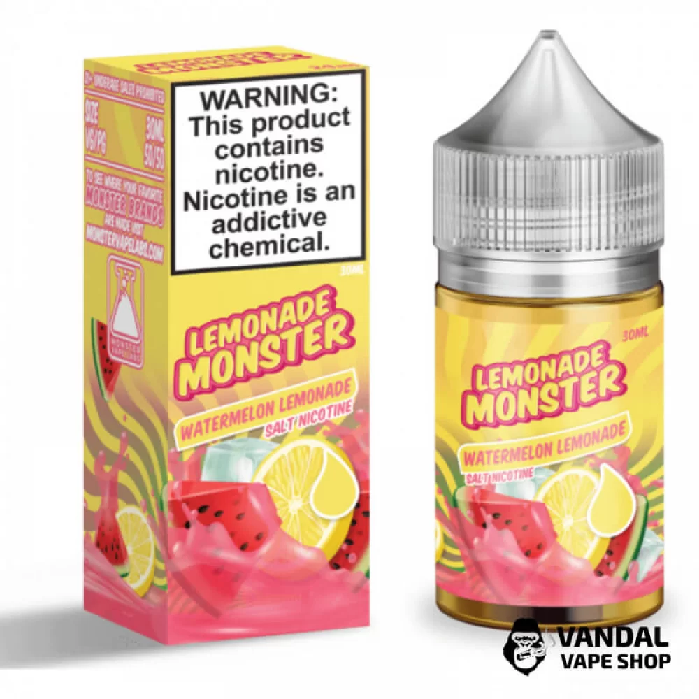 Премиальная солевая жидкость Lemonade Monster Salt 30 мл 48 мг со вкусом арбузного лимонада Премиальная солевая жидкость Lemonade Monster Salt 30 мл 48 мг со вкусом арбузного лимонада