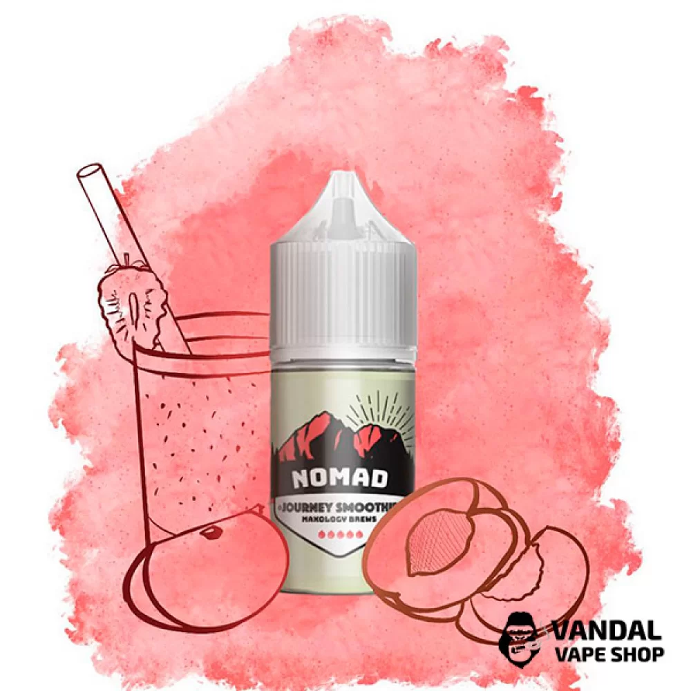 Жидкость NOMAD Salt 30 мл 50 мг на солевом никотине со вкусом смузи из зелёного яблока, клубники и персика Жидкость NOMAD Salt 30 мл 50 мг на солевом никотине со вкусом смузи из зелёного яблока, клубники и персика